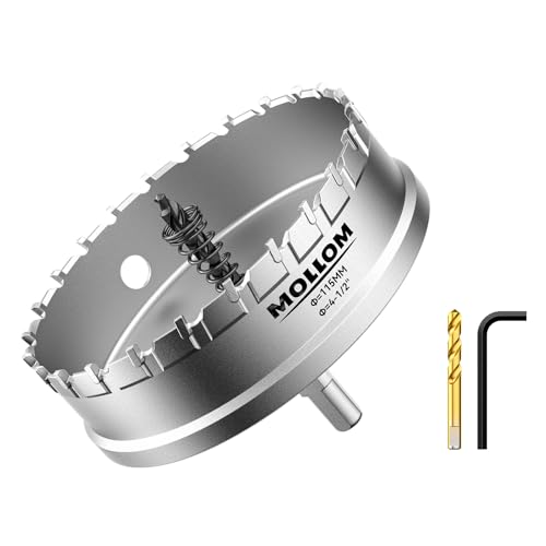 Mollom 4-1/2" (115mm) Heavy Duty Carbide Hole Saw with 2 Pilot Bits