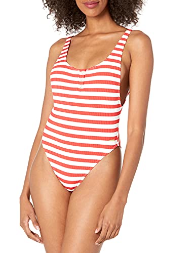 Roxy Womens Hello July One Piece Swimsuit, Poppy Red Vicky Stripes 212, Small Us #TOP6