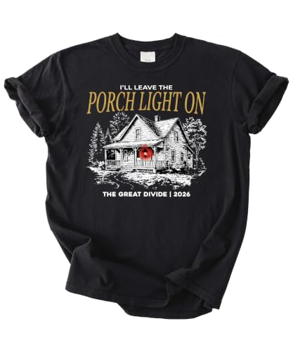 I'll Leave The Porchlight On House Women's Shirts Women Trendy Shirts for Women Gift Folk Tour Style(CC - Black Adult XL)