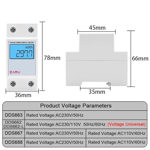 Compteur de consommation électrique pour studio et dépendance Rail Din 220V