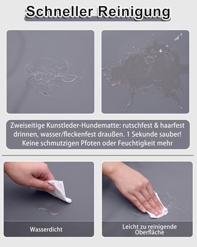 Favodormir Wassericht Hundematte Outdoor-90x57cm,Hundebett Mittelgroß Hunde aus Kunstleder,Einfach zu Reinigen,Tragbar Platzsparend Hundekissen,Waschbar Hundematratze für Innen& Reisen,Grau