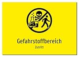 Gefahrstoffbereich - Zutritt – Aufkleber A5: 210x148mm – Mit Grafik und Text