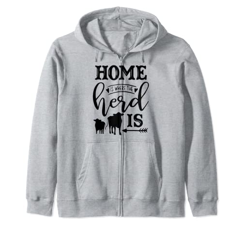 Cow Girl Farmer Farming Ox Lovers Hay Heifer Home is Where Sudadera con Capucha