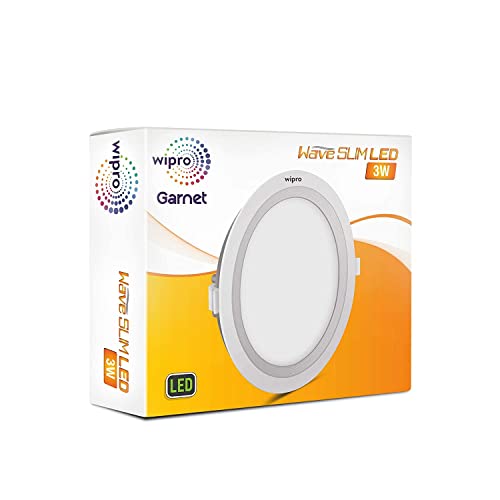 Image of wipro Garnet 3W Round Led Wave Panel Light for Ceiling|Cool White Light (6000K)|Ultra-Slim Design|Recessed Down Light for False Ceiling|Pop Ceiling Light|Cutout - 75Mm|Pack of 6