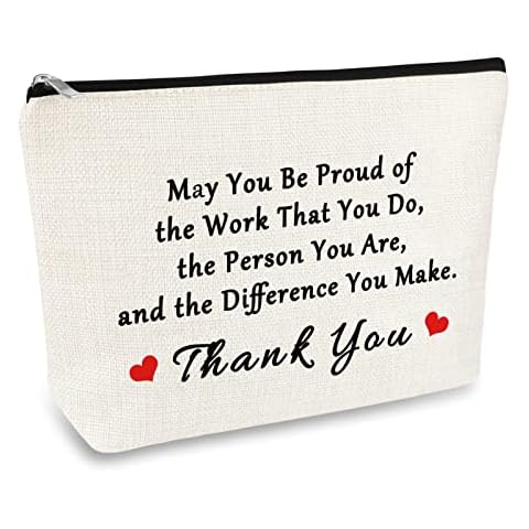Thank You Gift for Women Makeup Bag Appreciation Gifts Inspirational Gift for Employee Volunteer Social Worker Nurse Teacher Friends Thanksgiving Graduation Birthday Gifts Cosmetic Bag Travel Pouch Cover