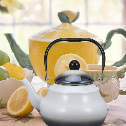 Bouilloire rétro émail 2,5l théière vintage cuisinière électrique - 6