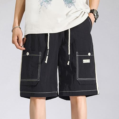 Image of Men's Cargo Shorts Elastic Waist Adjustable Drawstring Lightweight Loose Fit Casual Shorts Summer Knee Length Pants