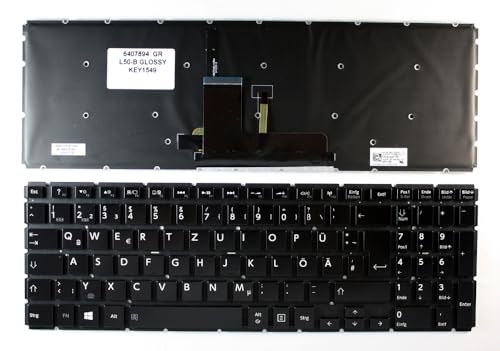 Keyboards4Laptops Alemán Negro Brillante con retroiluminación Teclado para Ordenador portátil Compatible con Toshiba 9Z.NBCBQ.00G