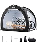 VEVOR Tienda de Campaña para Guardar Bicicletas, Tienda Impermeable en Forma de Abanico 203x122x169 cm con Ventana Ventilada, Fibra de Vidrio de Alta Resistencia y Puerta Doble para 4 o 5 Bicicletas