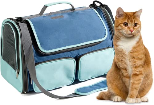 猫キャリー ペットキャリーバッグ 大容量 折りたたみ ペットキャリー メッシュ加工通気性 きゃりーバッグ マット付き お出かけに便利 通院 避難 車内 旅行 10kg耐荷