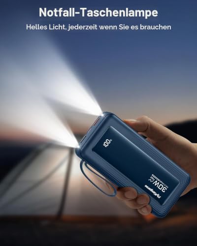 Powerbank 27000mAh mit 4 integrierten Kabel, 30W USB C Schnellladefunktion – Ansicht 4