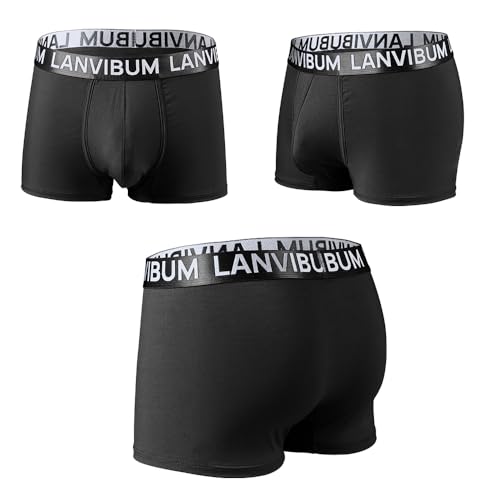 Men's Boxers Modal 3-Pack Ultra-Soft 95% Modal + 5% Spandex Underwear with Supportive Pouch2
