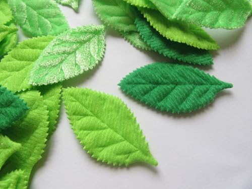 Image of YYCRAFT Pack of Padded 2-Faced Satin Velvet Leaf Appliques /Craft (180 PCS Lime /Green)