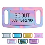 GoTags Silent Dog Tag, Personalized Engraved Silicone and Cat Name Pet ID Tags, Soundless Quiet Slide On Nameplate for Collars, No More Jingling Tags (Tie Dye Pink, Large)