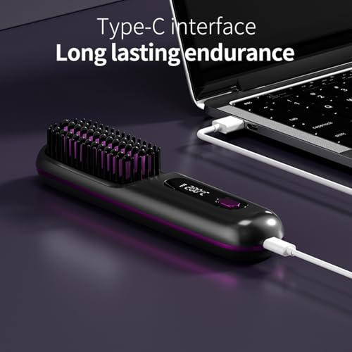 Go Brush Pro,Tragbare Glättungsbürste für Haarstyling,GoBrush Pro Hair,Wiederaufladbare beheizte Stylingbürsten für Reisen,Haarfreundliches & Langlebiges Design (Schwarz)
