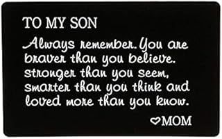 Son Christmas Gifts from Mom to Son Boys Wallet Card for Son Birthday Gifts from Mother to Son Xmas Gifts Inspirational Message Wallet Insert Card for Boys