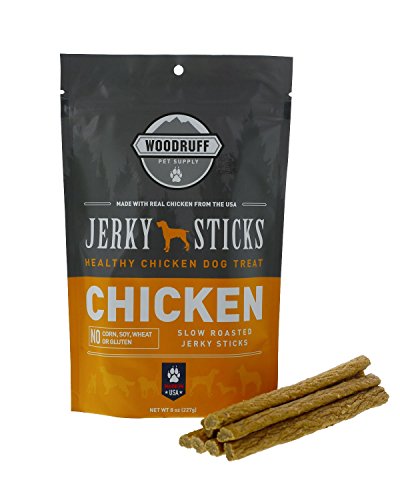Woodruff Pet Supply Dog Chicken Jerky Sticks | Healthy Natural Gourmet Dog Jerky Chews - Free of Corn, Soy, Wheat, and Gluten- 16 oz. Bag Made in the USA