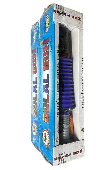 Image of Gulal Gun & Combo of 1 Gulal Packets100% Natural and Herbal Gulal | Toy Gun for All Age Groups | Gun for Gulal on Holi | Holi Toy