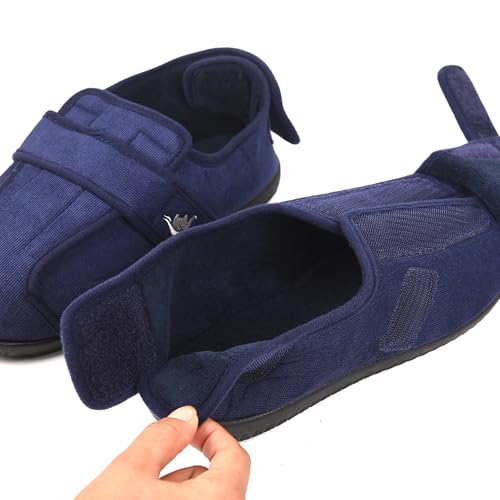 Image of Men's 80-D Memory Foam Adjustable Wide Diabetic Slippers for Swollen Feet, Edema, Arthritis, Elderly Indoor /Outdoor