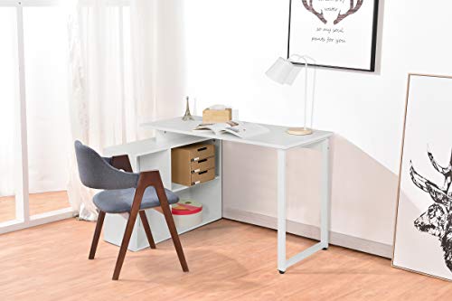 EUGAD 0077ZZ Schreibtische Computertisch PC-Tisch Bürotisch Arbeitstisch mit Ablagen Holz Weiß 116x75x80cm – Bild 4