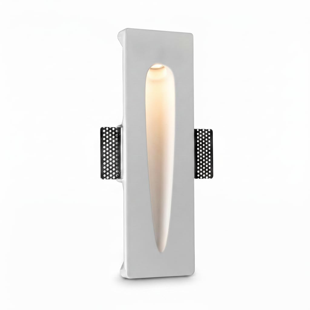 BARCELONA LED Applique Murale Encastrable Plâtre 100x320mm Blanc Trimless 1W 2700K Blanc Chaud, Spot LED Mural en Plâtre et, Design Classique Moderne et Luxe pour Cloison Placoplâtre