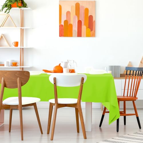 Image of Kopokita 6 Pack Lime Green Plastic Tablecloths Disposable 54 x 108 Inch