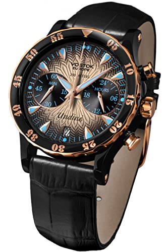 Montre femme cuir noir VOSTOK Europe VK64-515E627 quartz précise