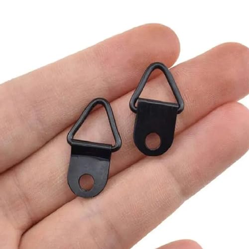 Image of 50 Sets Metal Picture Hangers with Screws, Small Triangle Ring Picture Hooks Kit for Hanging Plated Photo Frame Wire Wall Decor Art (Black), ZAA240109