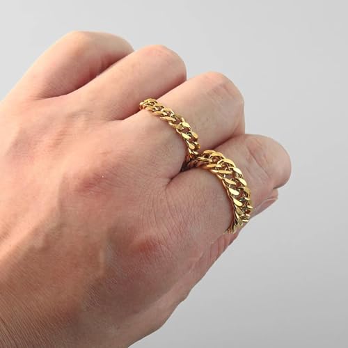 Stacking anneau épais en lien cubain au design minimaliste
