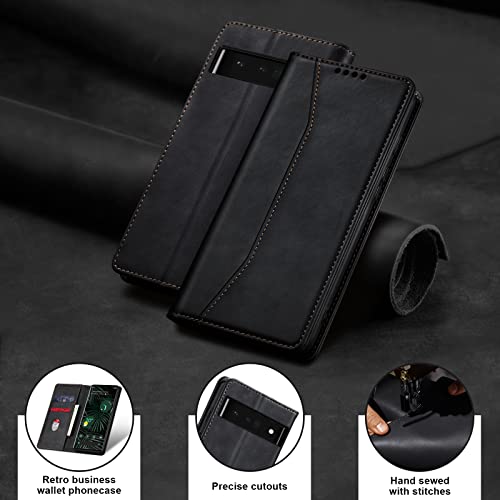 Image of Jasonyu Flip Wallet Case for Google Pixel 6 Pro 5G,Black