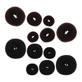 Anneome 12 Piezas Donas Cabello en Negro y Café Tamaños Mediano y Grande Moldeador de Moños Tipo Donut Suave y Flexible para Mujeres y Niñas Herramienta Fácil para Peinados y Recogidos
