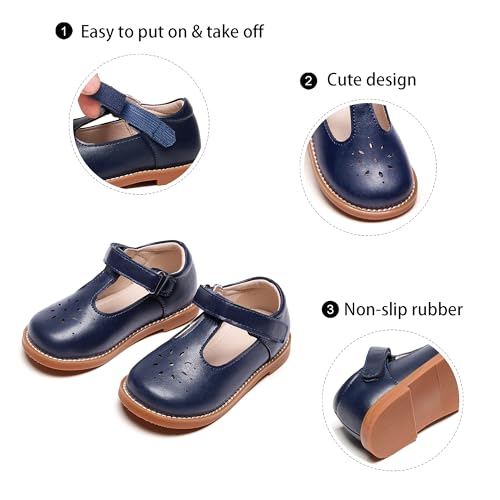 Image of GINFIVE Toddler Girls Dress Shoes Little Kids Flats School Mary Janes Shoes