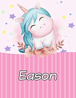 Eason Personalized Unicorn Journal For Girls - Cute Unicorn Notebook - Journal gift for Girls Birthday Christmas 110 pages | Size 6 x 9 Inch Notebook/Diary With Pink Name