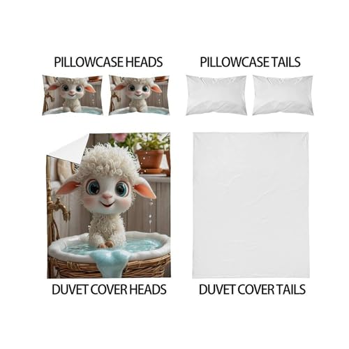 Housse de couette 200x200 animaux avec impression 3D relief en microfibre douce - 4