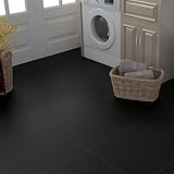 Decotalk Carrelage Adhesif Sol Pour Cuisine Effet Marbre Noir 30x30cm 15 Pièces DallePVC Adhesive Sol Carrelage Adhesif Sols Salle de Bain Lavable Sols Adhésif Noir Salon Chambre Buanderie