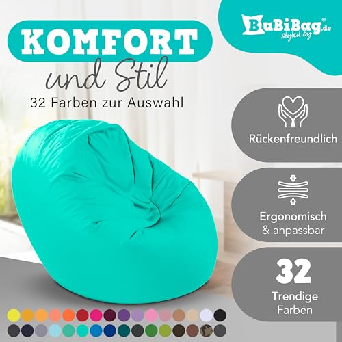 BuBiBag 2in1 Sitzsack L - XXL mit Füllung für Kinder & Erwachsene, Gaming Beanbag & Bodenkissen...