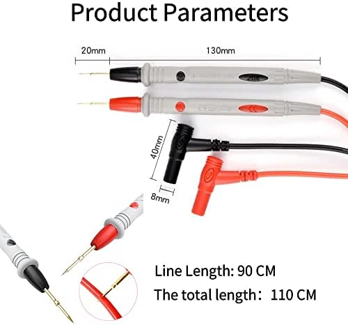 Test Leads For Multimeter,1 Pair Test Lead With Alligator Clips And 24k Gold Plated Test Probe, 1000v 20a Lead Test Kit, Suitable For Most Of Digital Multimeter