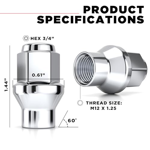 Image of White Knight 7806-4 Chrome M12 x 1.25 ET Bulge Lug Nut, 4 Pack