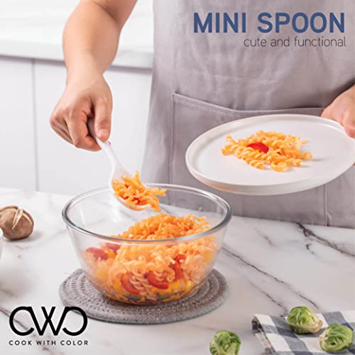 Cook With Color Silicone Spatula Set- 4 Piece Kitchen Utensil Set With 1 Large Silicone Spoon, 1 Mini Slotted Turner, 2 Mini Silicone Cooking Spoons (Navy) #TOP2