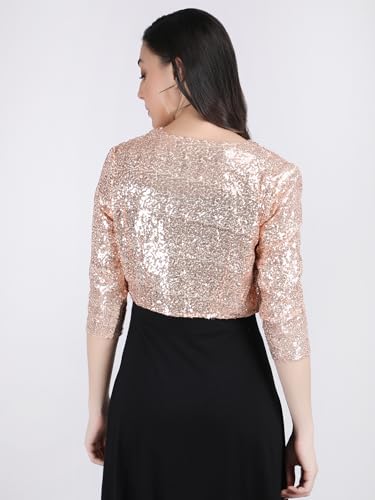 Image of Women Cropped Length Sequinned /Embroidered Front Open Shrug /Bolero with Lining