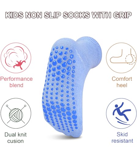 ELUTONG Non Slip Grip Socks Kids Anti-Skid Socks 12 Pairs for 1-7T Baby Toddler Boys and Girls4
