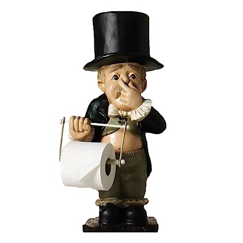 Funny Toilet Paper Holder Stand Toilet Butler With Roll Paper Holder Novelty Resin Butler Holding Paper Roller Stand Sculpture For Home Bathroom Kitchen Wall Mount (Large) #TOP28