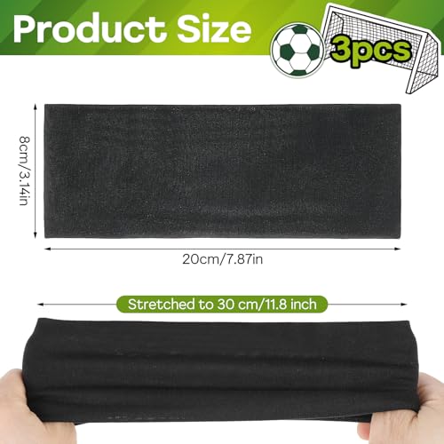 Image of 3 PCS Black Soccer Headbands for Boys, Cooling Headband, Soft Breathable Baseball Headband, Sports Headband for Football Running Basketball Tennis