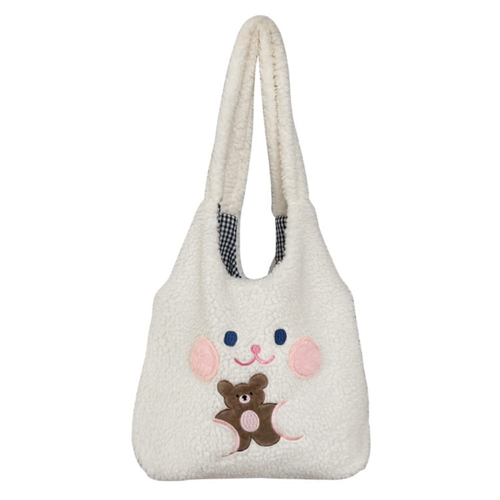 JQWYGBFluffy Tote Bag for Women - Kawaii Tote Bag Aesthetic Cute Y2K Plush Handbag Purse Fuzzy Shoulder Underarm Bag, F, M