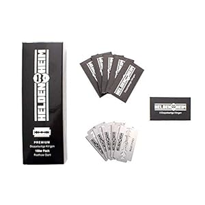 Heldenheim® 100er Pack Premium Rasierklingen für Rasiermesser und Rasierhobel | Rostfreie doppelseitige Ersatzklingen | Langlebige brechbare Rasier Klingen | Razor Blades