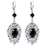 Jugendstil Ohrringe Silber Swarovski Kristalle Chandelier Ohrhänger Schwarz NOBEL SCHMUCK
