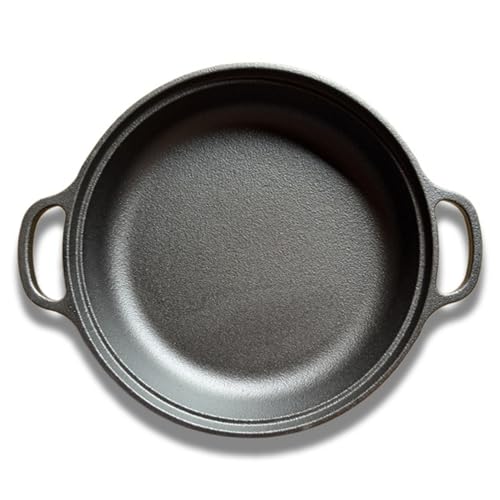 Padella in ghisa con padella rotonda in ghisa con 2 manici per induzione elettrica a gas e superficie piana del forno 22 cm