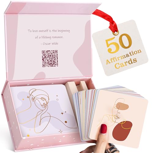 Hihealer - Hihealer Positive Affirmations Cards for Women, 52 Daily Motivational and Inspirational Cards, Mindfulness and Meditation Cards, Self-Care Gifts for New Moms and Women