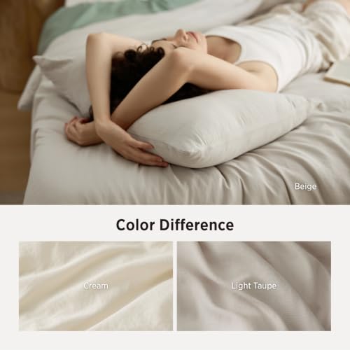 Bedsure Queen Comforter Set, Prewashed Bedding Beige | 3-Piece, 90"x90", GentleSoft, Built to last, all season, bedding, comforter set, warm yet light, gift choice, OEKO-TEX — view 5
