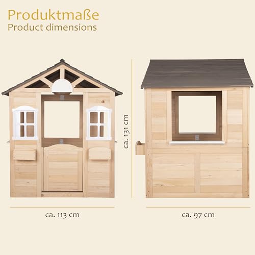 ONVAYA® Kinderspielhaus aus Holz ǀ mit Tür und Fenster ǀ Spielhaus aus Echtholz ǀ für DIY-Streichprojekte ǀ einfacher Aufbau ǀ Gartenhaus für Kinder